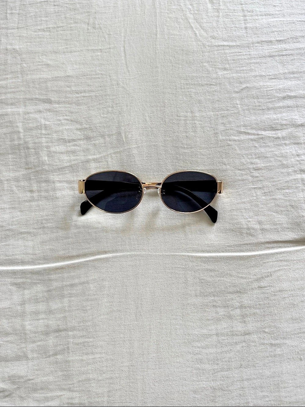 Oval Black & Gold Sunglasses